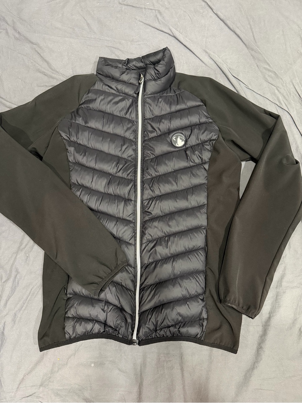 Women's Black Quilted Hybrid Puffer Jacket